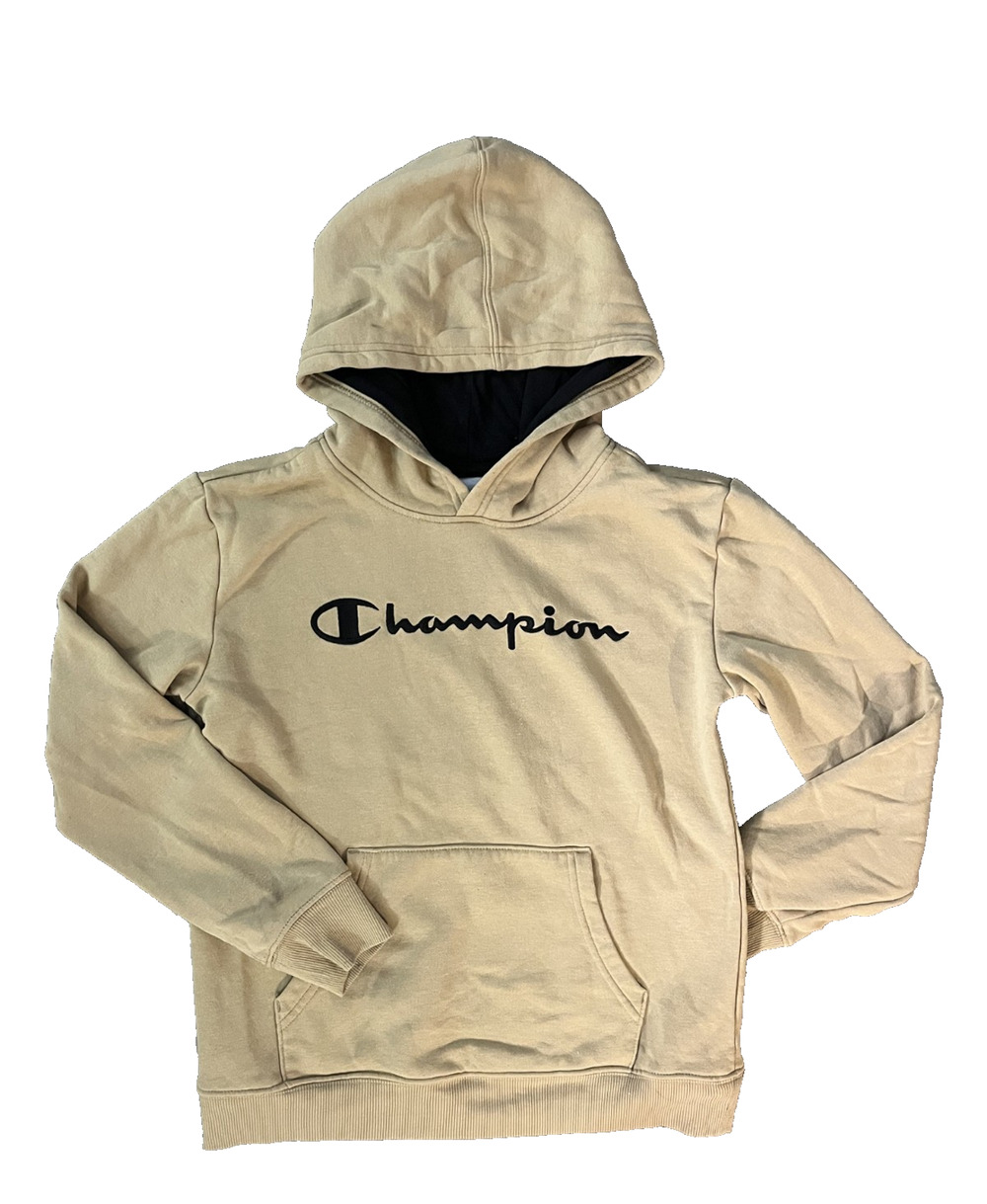 Juniors Boy's Champion Size Large (10/12) Coffee Brown Hoodie Logo Classics